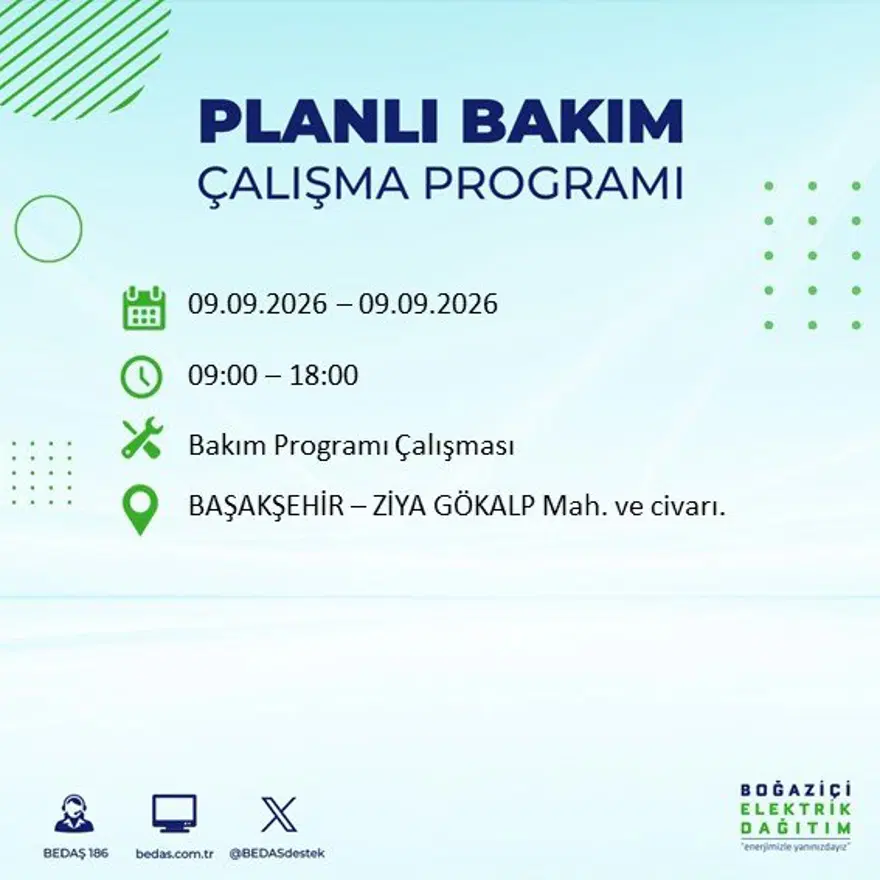 İstanbul'un 24 ilçesinde 9 saat elektrik kesintisi: Hangi ilçelerde kesinti yaşanacak? 9 Eylül BEDAŞ 60 İstanbul'un 24 ilçesinde 9 saat elektrik kesintisi: Hangi ilçelerde kesinti yaşanacak? 9 Eylül BEDAŞ 60