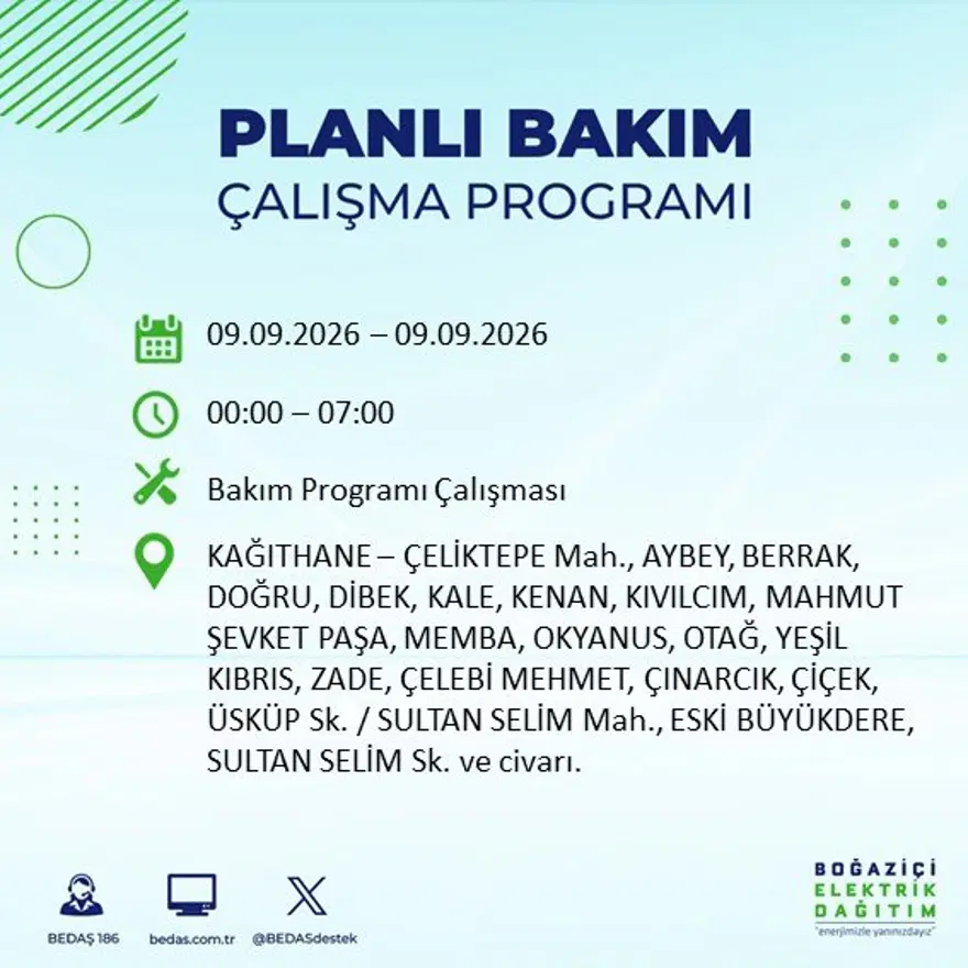 İstanbul'un 24 ilçesinde 9 saat elektrik kesintisi: Hangi ilçelerde kesinti yaşanacak? 9 Eylül BEDAŞ 23 İstanbul'un 24 ilçesinde 9 saat elektrik kesintisi: Hangi ilçelerde kesinti yaşanacak? 9 Eylül BEDAŞ 23