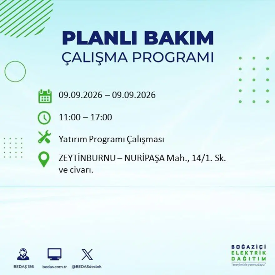 İstanbul'un 24 ilçesinde 9 saat elektrik kesintisi: Hangi ilçelerde kesinti yaşanacak? 9 Eylül BEDAŞ 58 İstanbul'un 24 ilçesinde 9 saat elektrik kesintisi: Hangi ilçelerde kesinti yaşanacak? 9 Eylül BEDAŞ 58