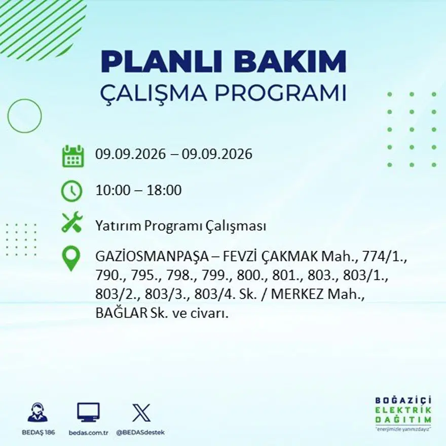 İstanbul'un 24 ilçesinde 9 saat elektrik kesintisi: Hangi ilçelerde kesinti yaşanacak? 9 Eylül BEDAŞ 40 İstanbul'un 24 ilçesinde 9 saat elektrik kesintisi: Hangi ilçelerde kesinti yaşanacak? 9 Eylül BEDAŞ 40