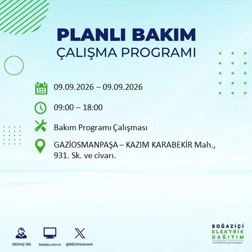 İstanbul'un 24 ilçesinde 9 saat elektrik kesintisi: Hangi ilçelerde kesinti yaşanacak? 9 Eylül BEDAŞ 47 İstanbul'un 24 ilçesinde 9 saat elektrik kesintisi: Hangi ilçelerde kesinti yaşanacak? 9 Eylül BEDAŞ 47
