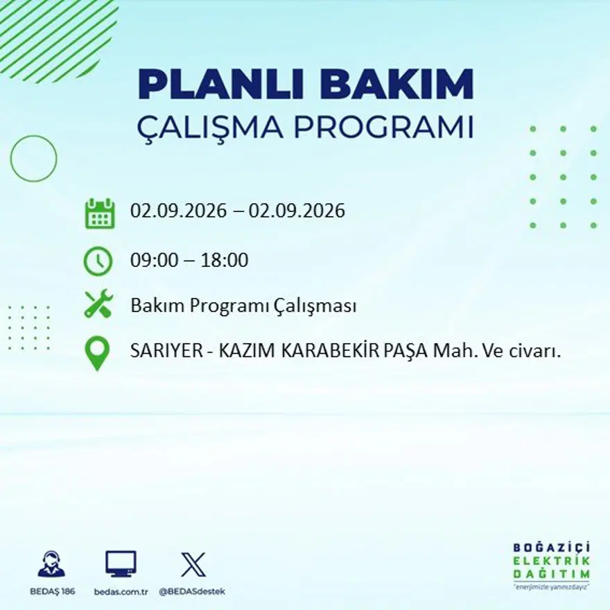 İstanbul'un 21 ilçesinde 9 saat elektrik kesintisi: Hangi ilçelerde kesinti yaşanacak? 2 Eylül BEDAŞ 48