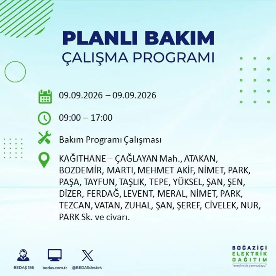 İstanbul'un 24 ilçesinde 9 saat elektrik kesintisi: Hangi ilçelerde kesinti yaşanacak? 9 Eylül BEDAŞ 27 İstanbul'un 24 ilçesinde 9 saat elektrik kesintisi: Hangi ilçelerde kesinti yaşanacak? 9 Eylül BEDAŞ 27