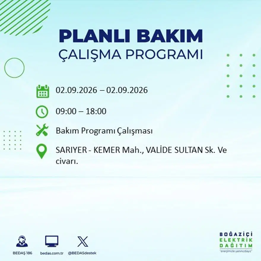 İstanbul'un 21 ilçesinde 9 saat elektrik kesintisi: Hangi ilçelerde kesinti yaşanacak? 2 Eylül BEDAŞ 46