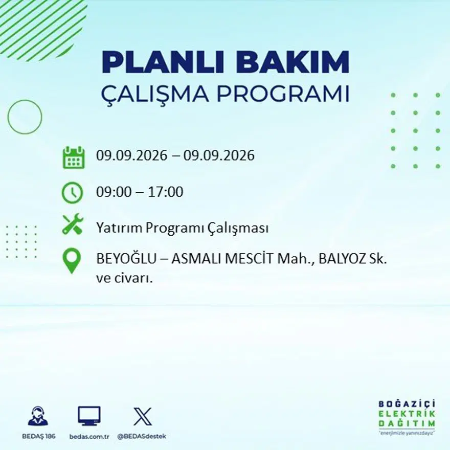İstanbul'un 24 ilçesinde 9 saat elektrik kesintisi: Hangi ilçelerde kesinti yaşanacak? 9 Eylül BEDAŞ 54 İstanbul'un 24 ilçesinde 9 saat elektrik kesintisi: Hangi ilçelerde kesinti yaşanacak? 9 Eylül BEDAŞ 54
