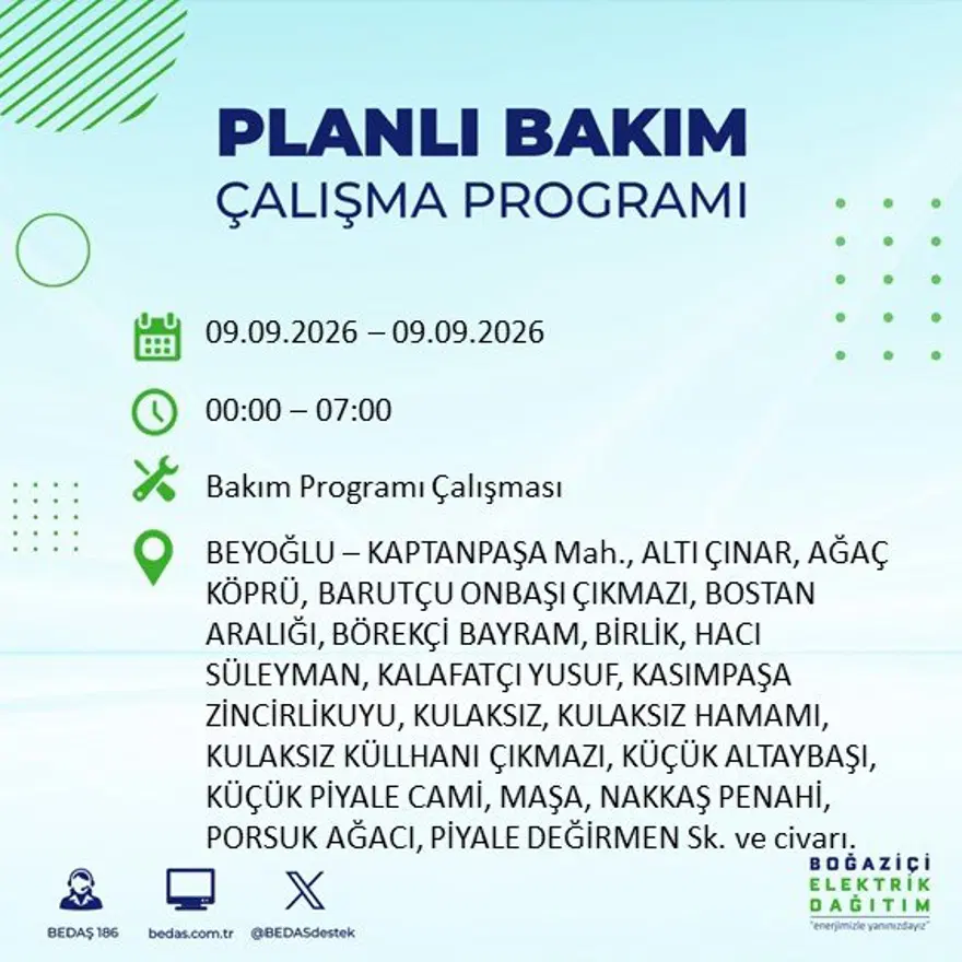 İstanbul'un 24 ilçesinde 9 saat elektrik kesintisi: Hangi ilçelerde kesinti yaşanacak? 9 Eylül BEDAŞ 4 İstanbul'un 24 ilçesinde 9 saat elektrik kesintisi: Hangi ilçelerde kesinti yaşanacak? 9 Eylül BEDAŞ 4