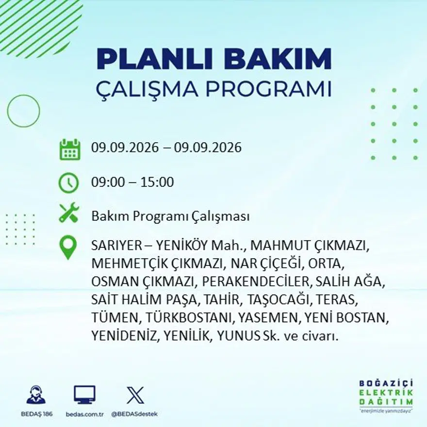 İstanbul'un 24 ilçesinde 9 saat elektrik kesintisi: Hangi ilçelerde kesinti yaşanacak? 9 Eylül BEDAŞ 24 İstanbul'un 24 ilçesinde 9 saat elektrik kesintisi: Hangi ilçelerde kesinti yaşanacak? 9 Eylül BEDAŞ 24