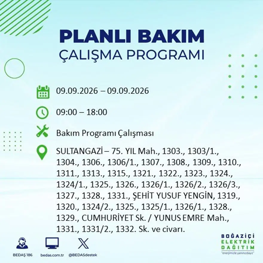 İstanbul'un 24 ilçesinde 9 saat elektrik kesintisi: Hangi ilçelerde kesinti yaşanacak? 9 Eylül BEDAŞ 10 İstanbul'un 24 ilçesinde 9 saat elektrik kesintisi: Hangi ilçelerde kesinti yaşanacak? 9 Eylül BEDAŞ 10