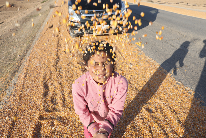 Hasat başladı, kurusun diye yollara serildi. Suriye'de çiftçi emeğiyle çocuk sevinci birleşti 3