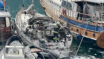 Muğla Fethiye'de tekne yangını