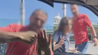 Trafikte dehşet kamerada. Takip ettiği aracın camını kırdı