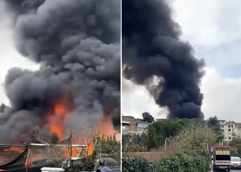 Sarıyer'de oto tamirhanesinde yangın