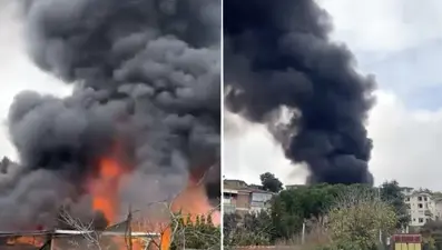 Sarıyer'de oto tamirhanesinde yangın