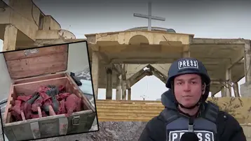 NTV ekibi YPG'nin altına tünel kazdığı kiliseye girdi