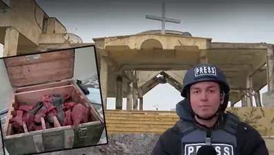 NTV ekibi YPG'nin altına tünel kazdığı kiliseye girdi