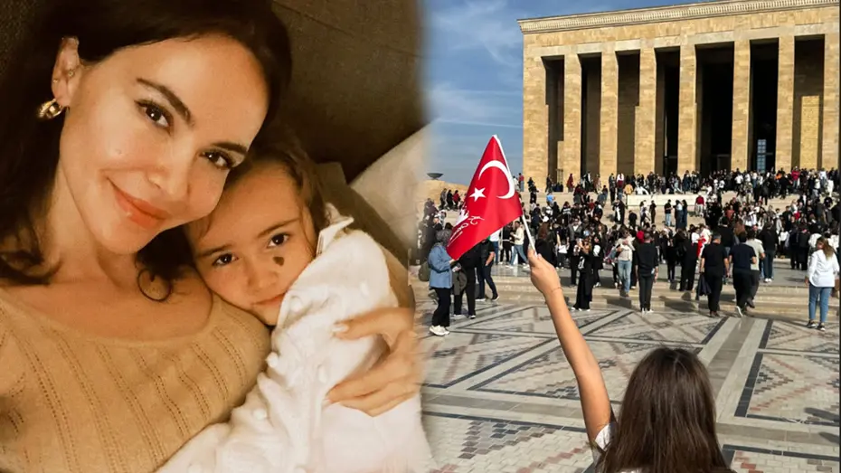 Zeynep Demirel kızı Yeda ile birlikte Anıtkabir'de