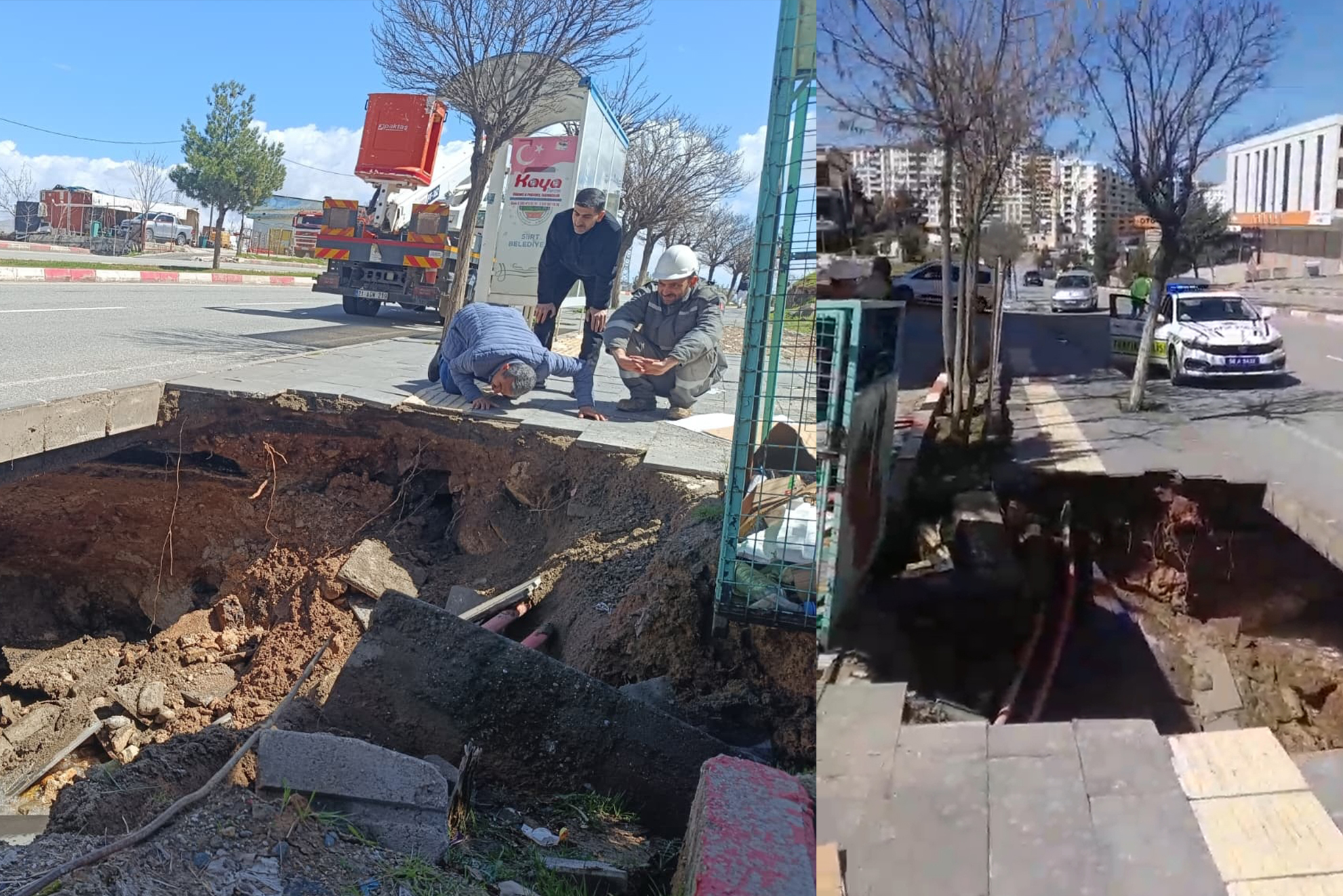 Siirt'te kaldırım çöktü: Yol trafiğe kapatıldı