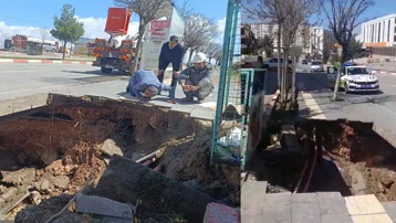 Siirt'te kaldırım çöktü: Yol trafiğe kapatıldı