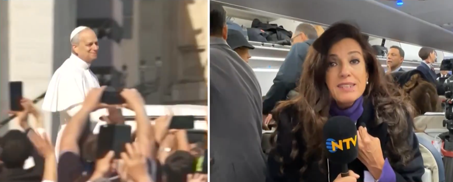 NTV ekibi Papa 14. Leo ile aynı uçakta